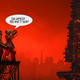 Three cyberpunk warriors overlooking a megacorporation.